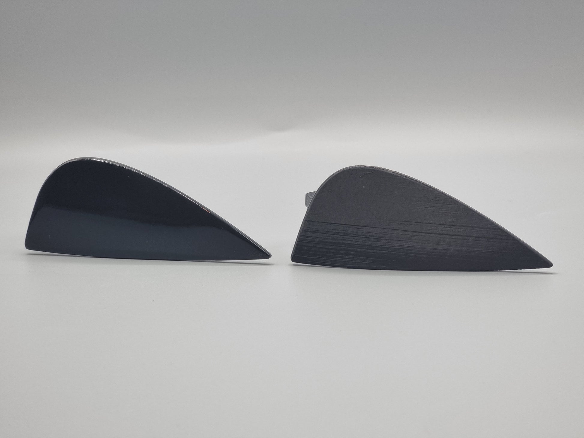 Painted on the left, unpainted on the right