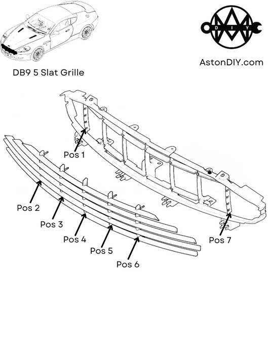 Aston Martin DB9 DBS 5 Slat Grille Support