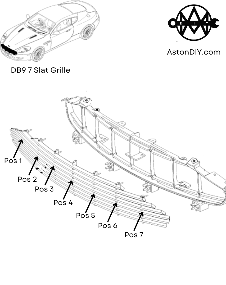 Aston Martin DB9 7 Slat Grille Support